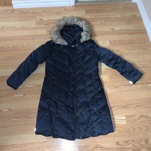 Adult Blue Down Winter Coat Zipper Broken Snaps Work Size M